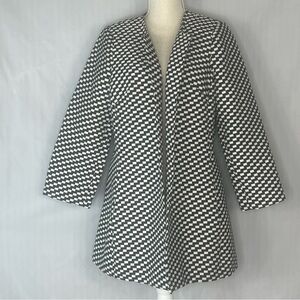 3 Sisters Vintage Jacket Black & White Geometric Print Cotton Blend EUC M
